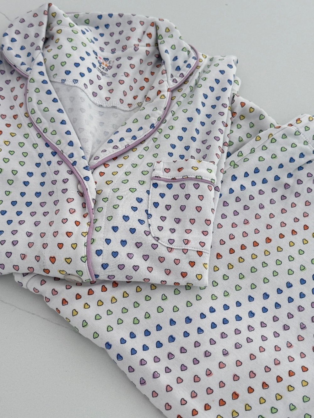 Roller Rabbit Multi Colored Hearts 2 Piece Long Sleeve Shorts Sleep Set XXS